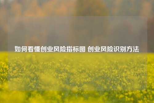 如何看懂创业风险指标图 创业风险识别方法