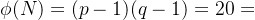 \phi(N) = (p-1)(q-1) = 20