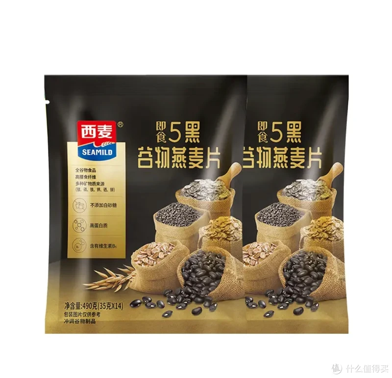 西麦五黑燕麦片490g早餐健康代餐不添加白砂糖低碳水高蛋白软糯