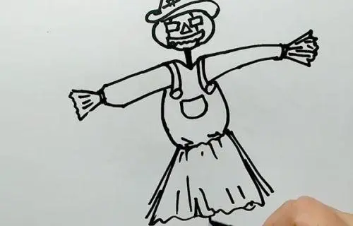 稻草人简笔画儿童简笔画怎么画 麦田稻草人简笔画步骤画法