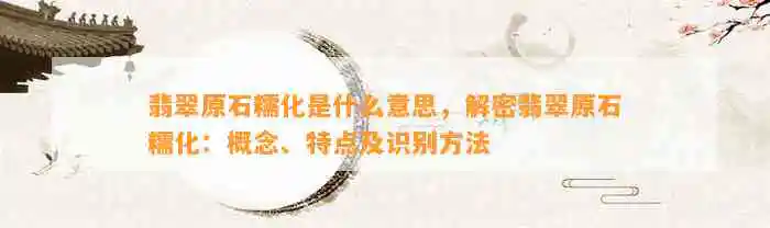 翡翠原石糯化是什么意思，解密翡翠原石糯化：概念、特点及识别     
