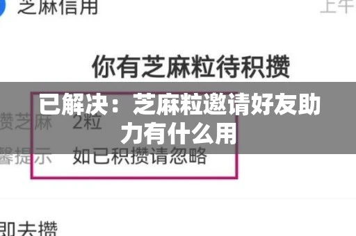 已解决：芝麻粒邀请好友助力有什么用