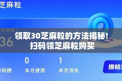 领取30芝麻粒的方法揭秘! 扫码领芝麻粒购买