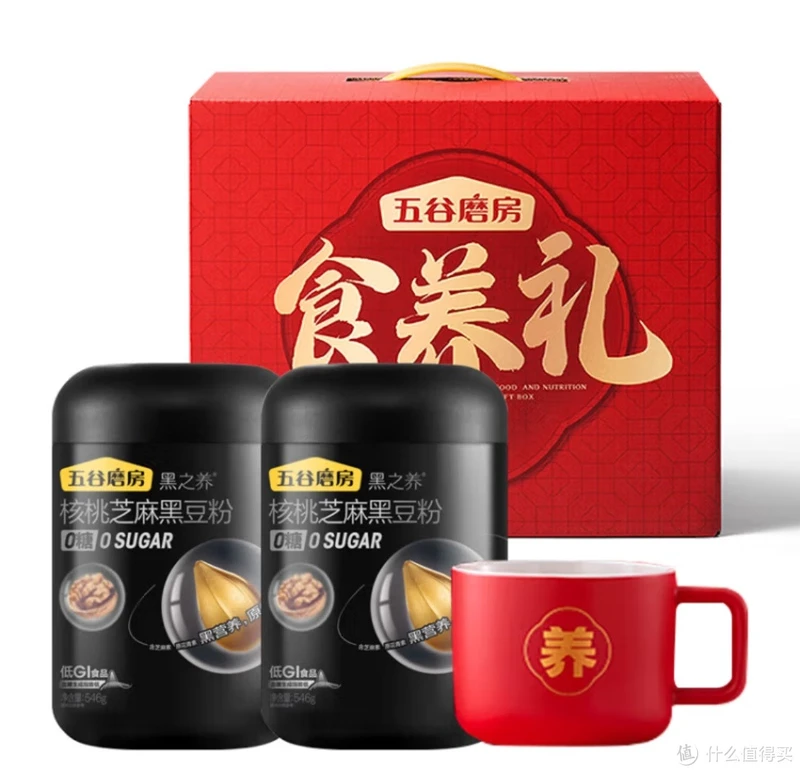 五谷磨房"食养礼礼盒,无糖黑芝麻糊,适合长辈的养生佳品!