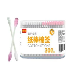 RDE 利得 两色棉签棉棒两头掏耳朵消毒化妆卸妆尖头棉花签棒300支*1盒
