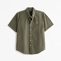 Abercrombie & Fitch 小麋鹿日常通勤短袖衬衫 KI125-4043 橄榄绿