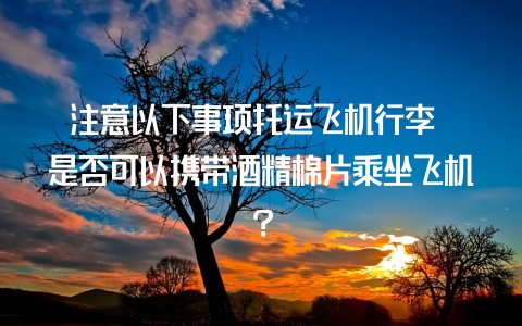 注意以下事项:托运飞机行李 是否可以携带酒精棉片乘坐飞机?