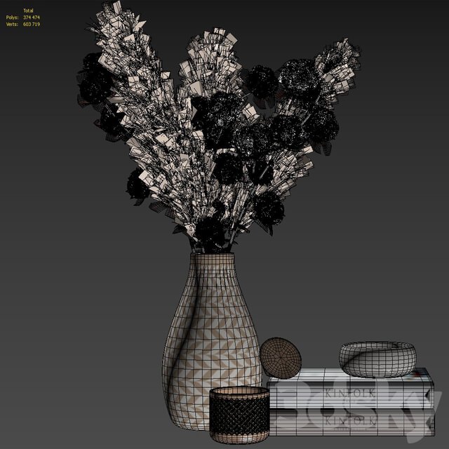 居家装饰花卉棉花创意摆件3D模型下载（Fbx,OBj,MAx）插图4