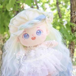 棉花娃娃公仔玩偶头发假发马尾长发双马尾女孩20cm棉花糖娃缺牙巴