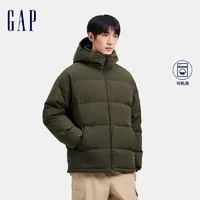 Gap 盖璞 男士徽章logo抽绳立领连帽羽绒服 677652