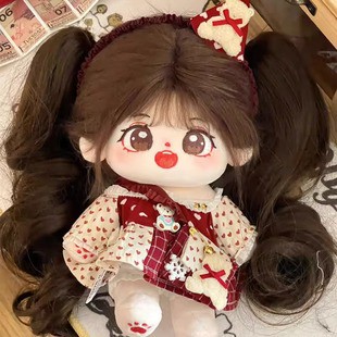 棉花娃娃20CM厘米毛绒玩具娃用假发高温丝单双马尾长发辫子多色