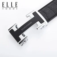 ELLE HOMME 皮带男真皮鳄鱼纹男士腰带时尚H自动扣