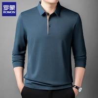 ROMON 罗蒙 长袖t恤男翻领秋季打底体恤衫 哈青 XL(建议135-150斤)