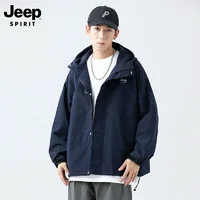 JEEP SPIRIT 夹克男秋季连帽冲锋外套男士休闲户外运动防风衣保暖男装